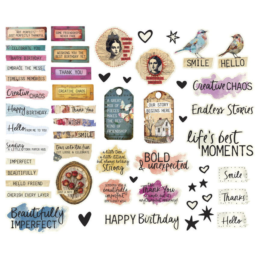 Висічки Beautifully Imperfect Die Cut Sentiments 110 шт Spellbinders